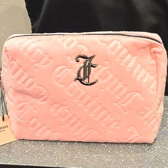Juicy Couture JC Signature Logo Velour Cosmetic Pouch - Picture 2 of 6